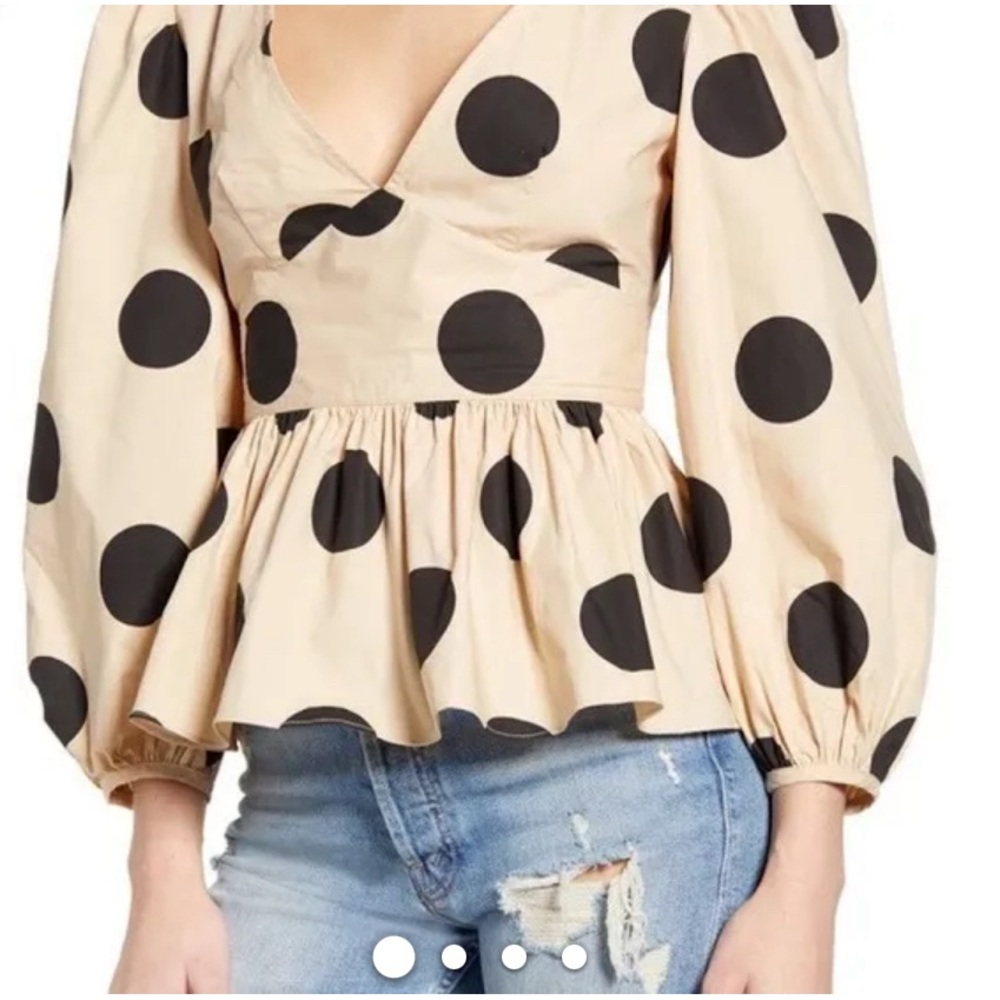 Nordstrom Cream and Black Polka Dot Dress